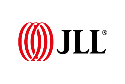Das JLL-Logo mit drei sich überlappenden roten Ovalen auf der linken Seite und den fetten schwarzen Buchstaben „JLL“ auf der rechten Seite.